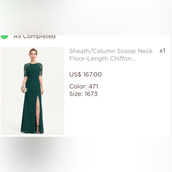 Sheath/Column scoop neck floor length Chiffon Hunter Green - Picture 10 of 14
